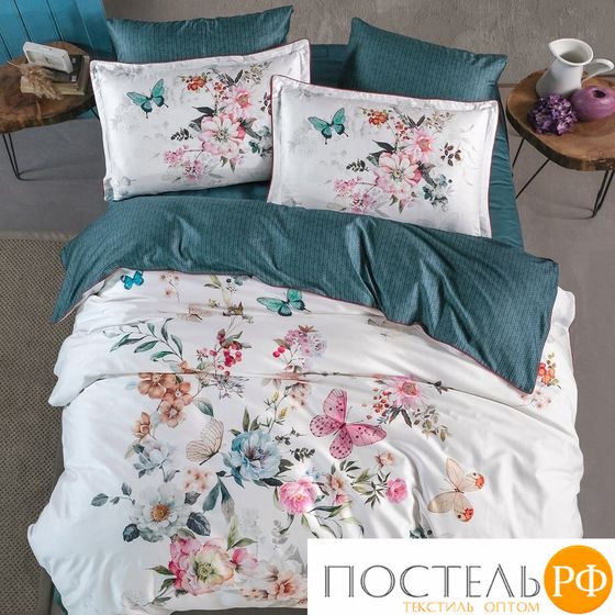 11899 КПБ DO&amp;CO Сатин DELUX PREMIUM 200*220 (50*70/2) (70*70/2) HOLEA зелёный