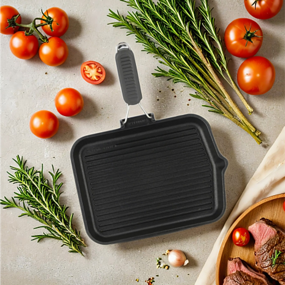 Сковорода-гриль SAPORELAX GREY 36x26см со складной ручкой