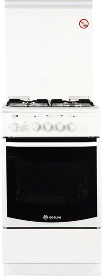 Плита комбинированная De Luxe 506040.01гэ(кр) белый (стеклянная крышка)
