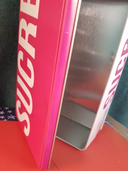 !09 Банка для хранения "Sucre", металл, горизонтальная,цвет розовый