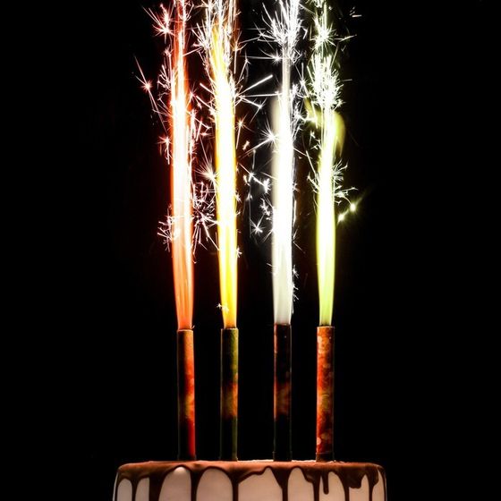 Свечи фонтаны для торта &quot;Неон&quot;, 12,5 см, 40 секунд, цветное пламя, 4 шт