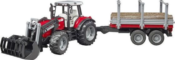 Трактор Bruder Massey Ferguson c манипулятором и прицепом