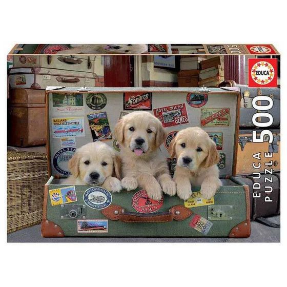 EDUCA BORRAS Puppies In Luggage Puzzle 500 pieces