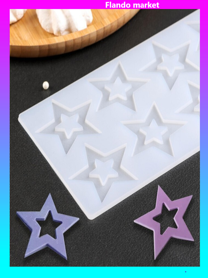 !09 Коврик для айсинга «Звёзды», 8 ячеек, 22x11,5x0,3 см, цвет прозрачный