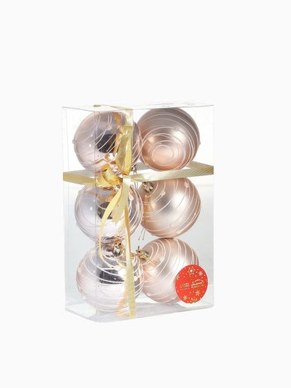 !09 Набор елочных шаров (набор 6 штук) "Жемчужный орион", d=8 см, цвет кремовый