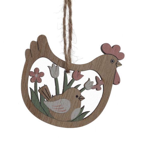 Набор из 8-ми изделий декоративных подвесных "Курица/Петух" (6*05*6), L12,5 W12,5 H1,5 см