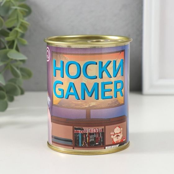 Носки в банке &quot;Носки GAMER&quot; (внутри носки мужские, цвет чёрный)