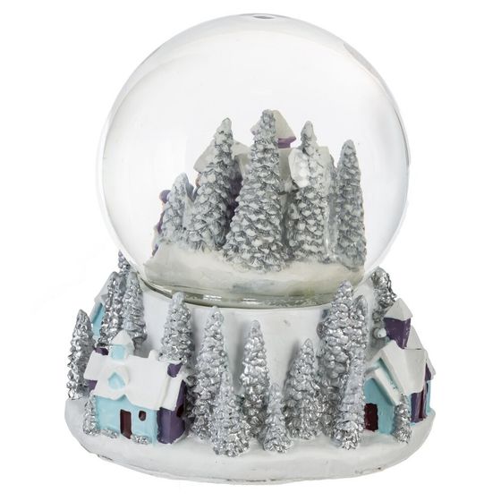 Фигур декор в стекл шаре &quot;Снеговик/Дом&quot; (подсв, муз, вьюга, AAAх3 н/п), D 10 см, L12 W11,5 H14 см, 2