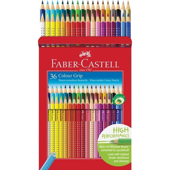 Карандаши цветные Faber-Castell &quot;Grip&quot;, 36 цветов, трехгранные, заточенные, в картонной коробке с европодвесом