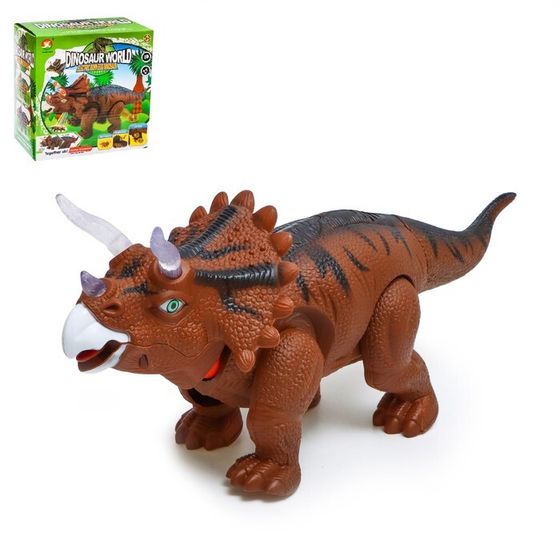 Динозавр «Трицератопс», откладывает яйца, проектор, свет и звук, цвет коричневый