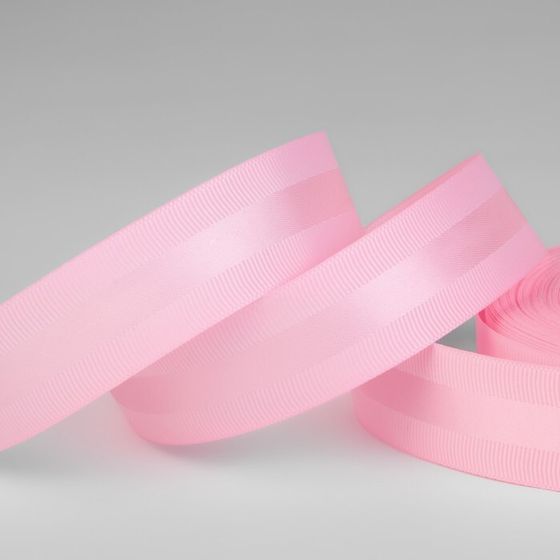 Лента декоративная, репсовая/атласная, 25 мм, 18 ± 1 м, цвет розовый №004