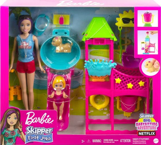 Lalka Barbie Mattel BRB PARK WODNY PIERWSZA PRACA SKIPPER HKD80 WB3