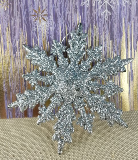 !09 Набор новогодних украшений (набор 3 штуки) : 2 штуки «Снежинка», цвет белый 9 см. + 1 штука &quot;Снежинка&quot; цвет серебро 10 см.