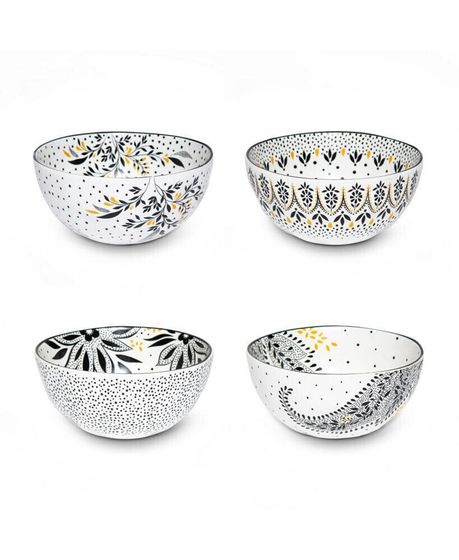 Sara Miller Artisanne Noir Rice Bowls, Set of 4