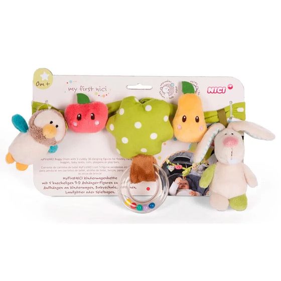 NICI Pram Rattle Chain Rabbit And Owl 40 cm