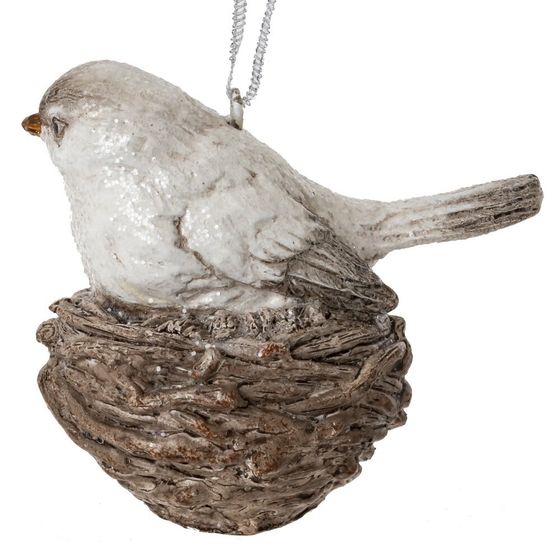 Украшение новогоднее "Птичка в гнезде", L7 W9 H9 см