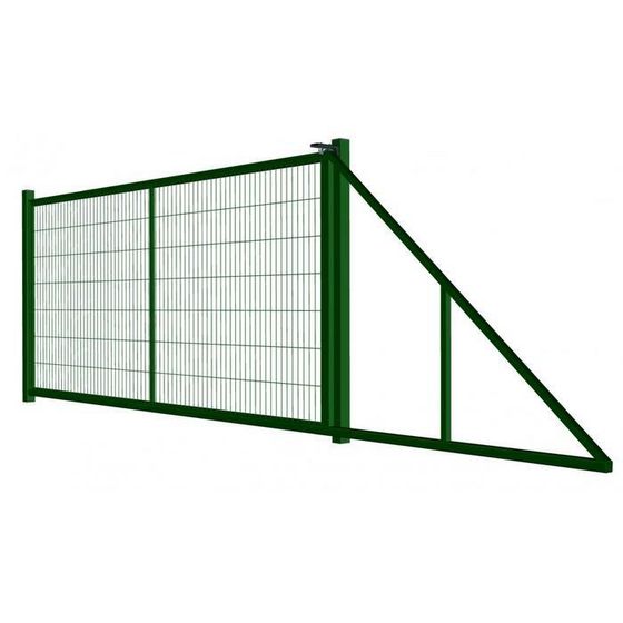 Ворота откатные, сетка, 4 × 1,8 м, с проушиной, зелёные