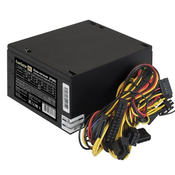 Блок питания 600W ATX Exegate ATX-XP600 OEM, black, 12cm fan, 24+4p, (6+2)p PCI-E, 3*SATA, 1*FDD, 2*IDE (EX219465RUS)
