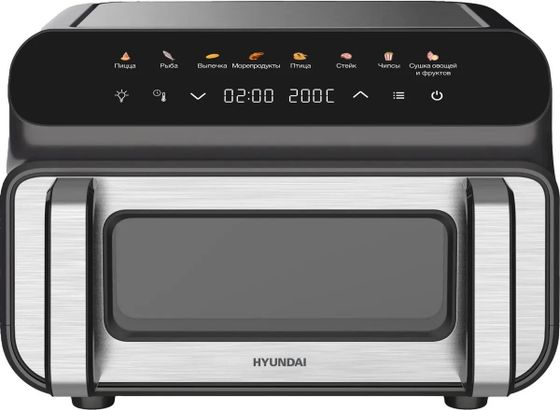 Аэрогриль Hyundai HYF-9080 10л 2000Вт черный/серебристый