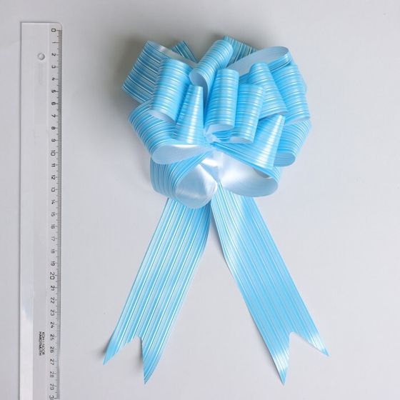 !09 Бант-шар (набор 12 штук) №4.5 "Тонкие полосы", цвет синий