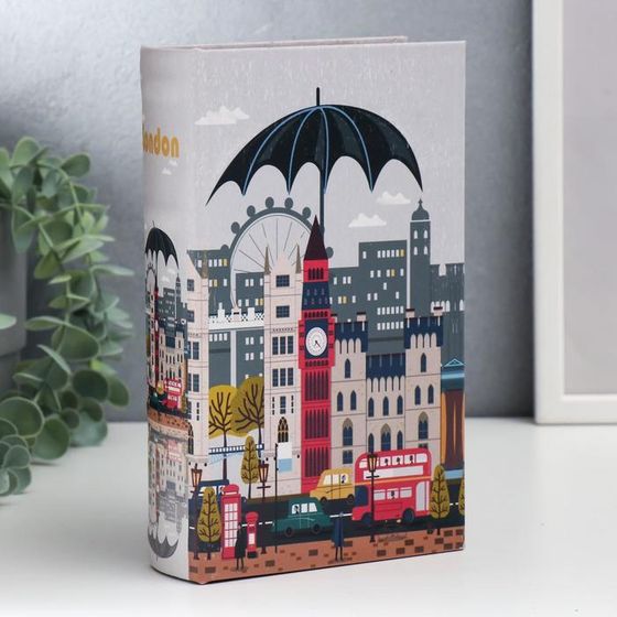 Шкатулка книга-сейф «Лондон. Дождь», дерево, искусственная кожа, 21×13×5 см