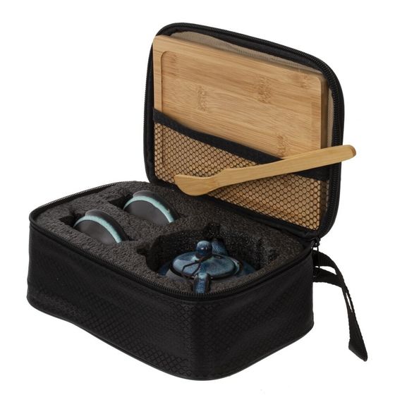 Набор для чайн церем на 2 перс, (чайник 160мл, 2 чашки 35мл, подставка, щипцы, сумка) L19 W14 H8 см