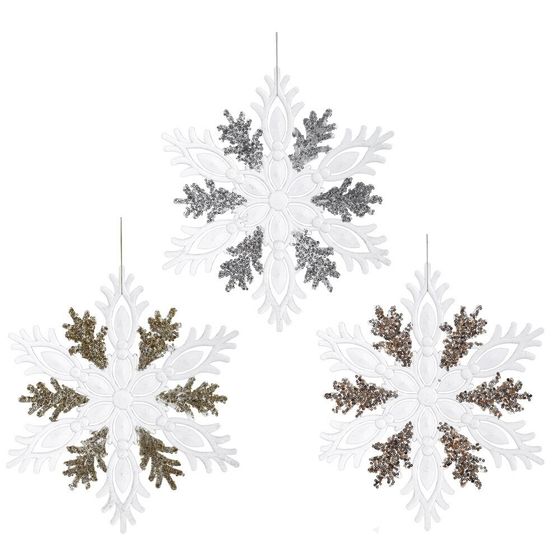 Изделие декоративное подвесное "Снежинка", L26 W0,5 H30 см, 3в.