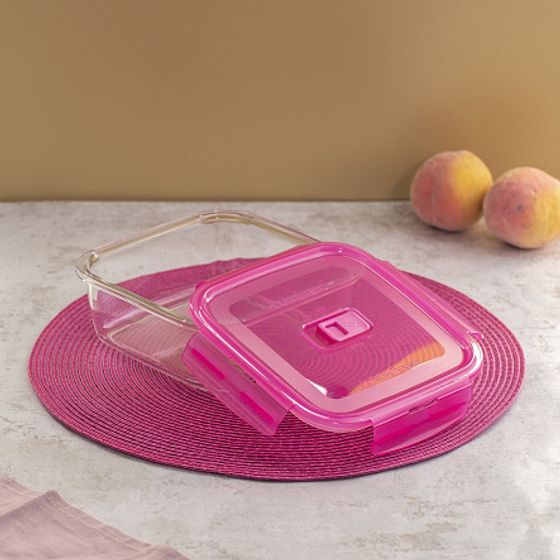 Контейнер ПЮРБОКС АКТИВ НЕОН РОЗОВЫЙ 1220мл квадратный