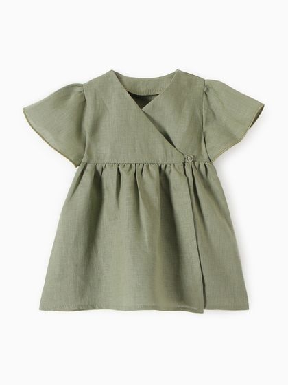 Платье детское Крошка Я Linen, р. 92-98, зеленый