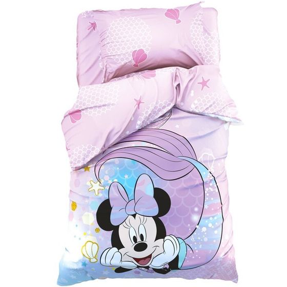 Постельное бельё 1,5 сп &quot;Minnie Mermaid&quot;, Минни Маус, 143*215 см, 150*214 см, 50*70 см -1 шт, поплин