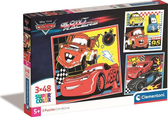 Clementoni Clementoni Puzzle 3x48el SuperColor Glow Racers. Cars Auta 25309