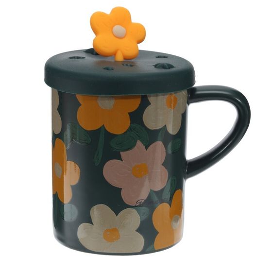 Кружка с крышкой, 400 мл, L12 W8,5 H12,5 см, дизайн микс