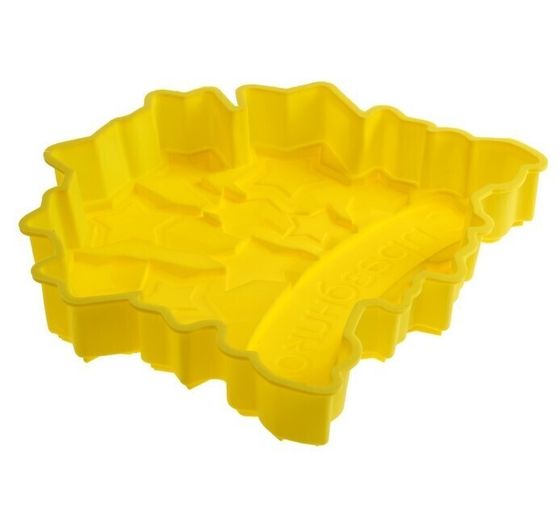 !09 Форма для выпечки &quot;С Праздником&quot;, цвет желтый, 23 х 23 см, глубина 4,5 см.