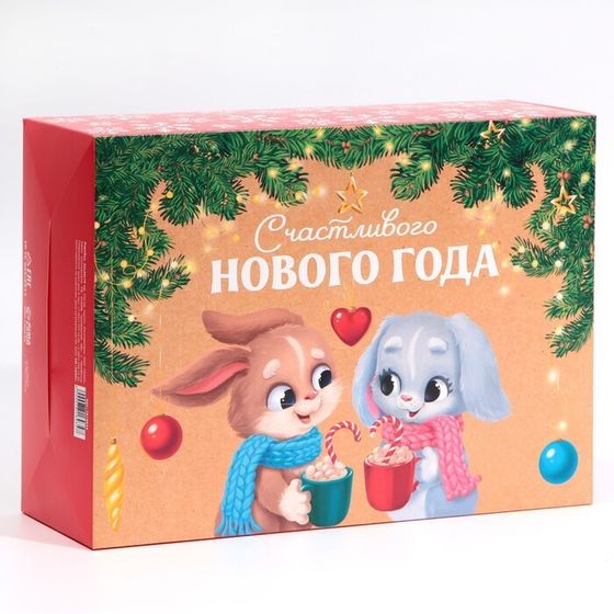 !09 Коробка складная (набор 2 штуки) «Зайчики», 22 × 30 × 10 см.