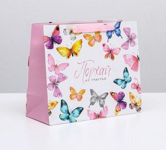 !09 Пакет ламинированный (набор 2 штуки) горизонтальный «Порхай от счастья», 27 × 23 × 11,5 см