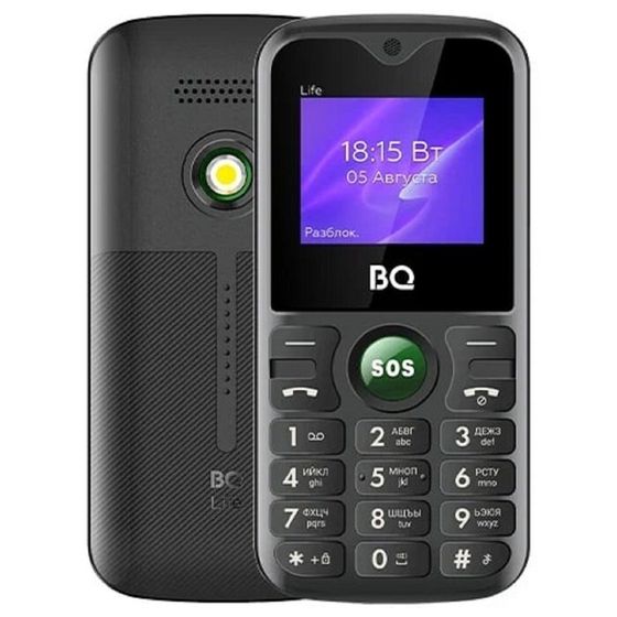 Сотовый телефон BQ M-1853 Life, 1.77&quot;, 2 sim, 32Мб, microSD, 600 мАч, фонарик, черно-зеленый
