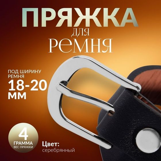 Пряжка для ремня, 2,9 × 2,6 см, 20 мм, цвет серебряный