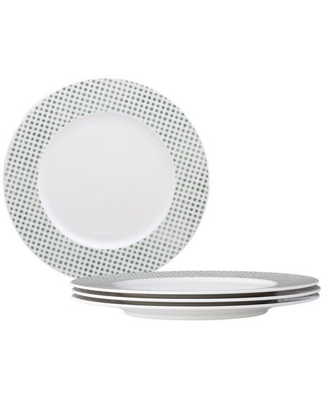 Hammock &quot;Dots&quot; Rim Dinner Plates, Set of 4