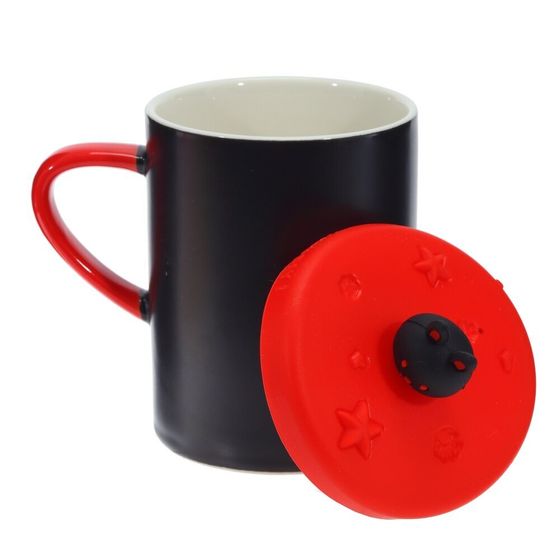 Кружка с крышкой, 400 мл, L12 W8,5 H14,5 см, дизайн микс