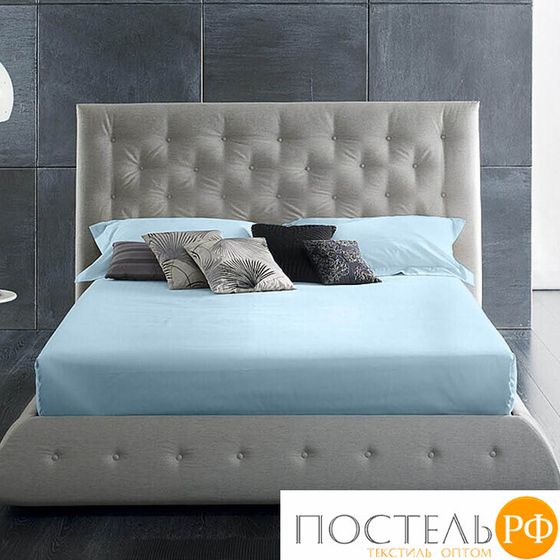 114911502-сгL18 Простыня Satin Luxe (без резинки) 215х220 голубой