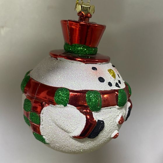 !09 Набор елочных украшений 2 штуки h-10 см. &quot;Снеговик&quot; , цвет бело-красный