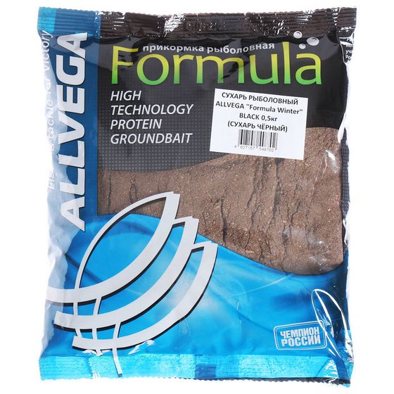 Сухарь рыболовный ALLVEGA Formula Winter BLACK 500 г, сухарь чёрный