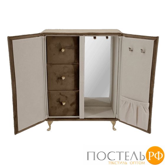 Шкатулка для Украшений Arya из Велюра 14.5x8.5x19.5 Drobe Темно-бежевый