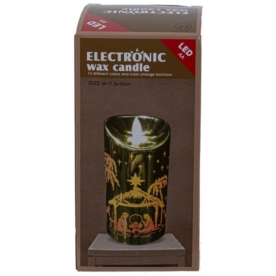 Изделие декор Свеча &quot;Серебряный Дед Мороз&quot; (подсвет, AAAх3 н/п) L7,5 W7,5 H14,5 см