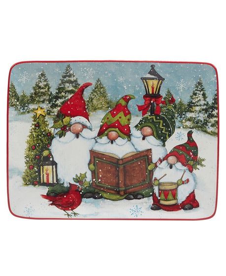 Christmas Gnomes 16&quot; Rectangular Platter