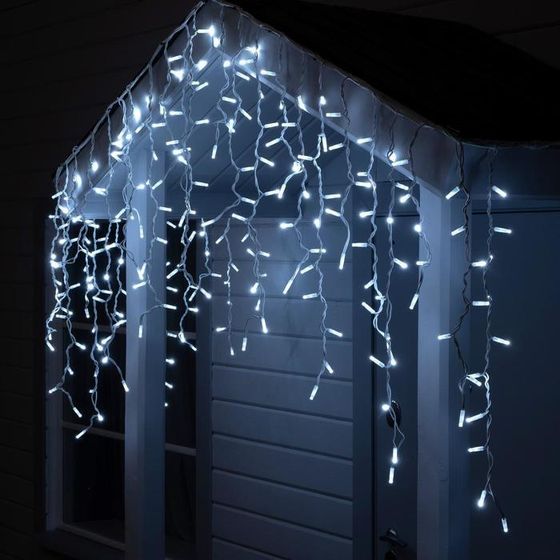 Гирлянда &quot;Бахрома&quot; 3 х 0.9 м , IP65, УМС, белая нить каучук, 144 LED, свечение белое, 220 В