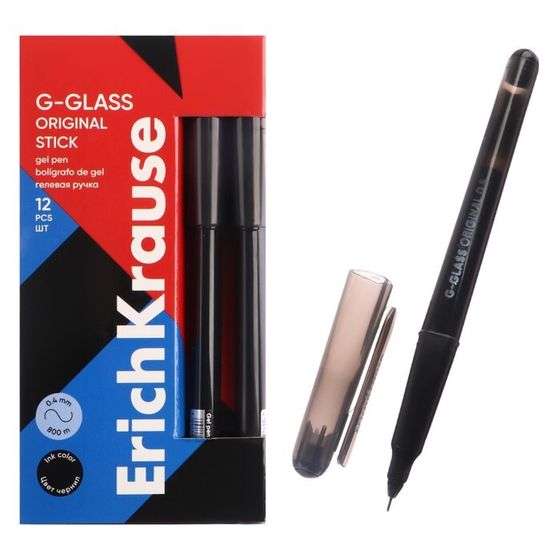 Ручка гелевая ErichKrause G-Glass Stick Original, игольчатый узел 0.5 мм, чернила чёрные, длина линии письма 1000 метров