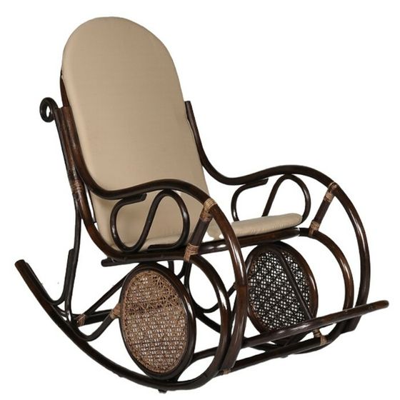 Кресло-качалка &quot;Сантьяго&quot; каркас коричневый, сиденье бежевое, 131 х 56 х 104 см