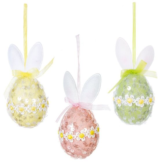 Изделие декоративное подвесное &quot;Яйцо&quot; (блок 12шт), L6 W6 H11 см, 3в.