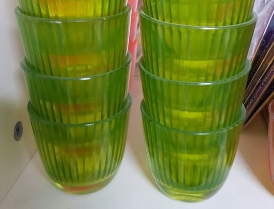 !09 Подсвечник 3 штуки "Балтика" 7х7 см, 140 мл.внутреннее рифление цвет зеленый